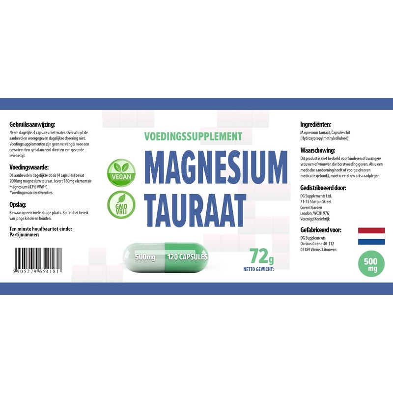 Magnesium Taurate 2000 mg per Serving, 120 Vegan Capsules, Laboratory