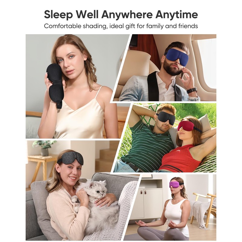 LKY DIGITAL Sleep Mask for Side Sleeper 3 Pack, Blackout