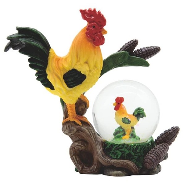 ICE ARMOR 4.25" H Rooster Glitter Snow Globe Statue Decoration