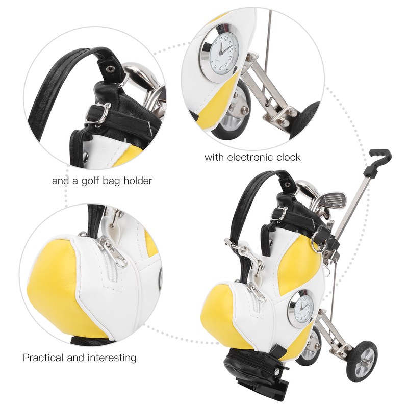 Mini Desktop Zinc Alloy Golf Bag Pen Holder with Lawn
