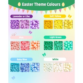 Zenmag 18 Colors Easter Bracelet Making Kit, Easter Gifts for Kids, with Easter Eggs, Bunny, Candy, Stickers, Heart Beads for Crafts Making, with Colorful Letter Beads and Easter Charms, DIY for Party