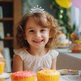 Foyte Mini Tiaras and Crowns with Hair Comb Pearl Princess Crown Shiny Rhinestone Tiara Crystal Birthday Crown for Women(Pack of 2)