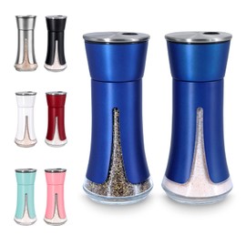 Blue Salt and Pepper Shakers by Aelga, Salt Shaker with Adjustable Pour Holes, Blue Kitchen Accessories, Decor for Kitchen,Restaurants,Camp,BBQ