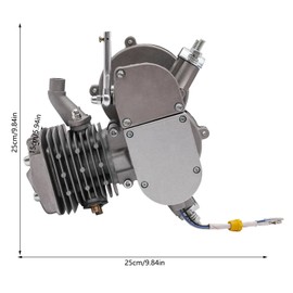 KONKENIE 80CC 2-Stroke Petrol Gas Motor Engine Single Cylinder Air-Cooled Bike Engine Motorized Bicycle Engine 1.85KW 1.65HP 5500RPM (Silver)