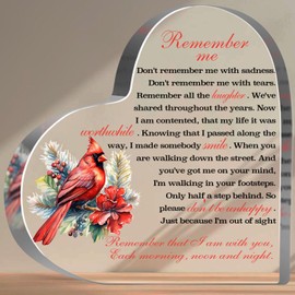 Hatzelou In Memory of Loved One Acrylic Keepsake, Memorial Gifts for Loss of Loved One Acrylic Sign, Red Cardinal Remembrance Decor Sign, Bereavement Condolences Grief Gifts 4 * 4IN