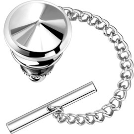 AMITER Shiny Tie Tack Clip for Men Square Tie Pins - Silver Necktie Pin Best Gifts for Wedding Business Formal