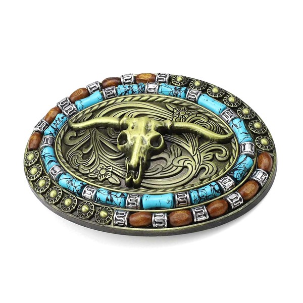 HJIAMA Men's Belt Buckle Alloy, Unique Tribal Style, Electroplating Process,