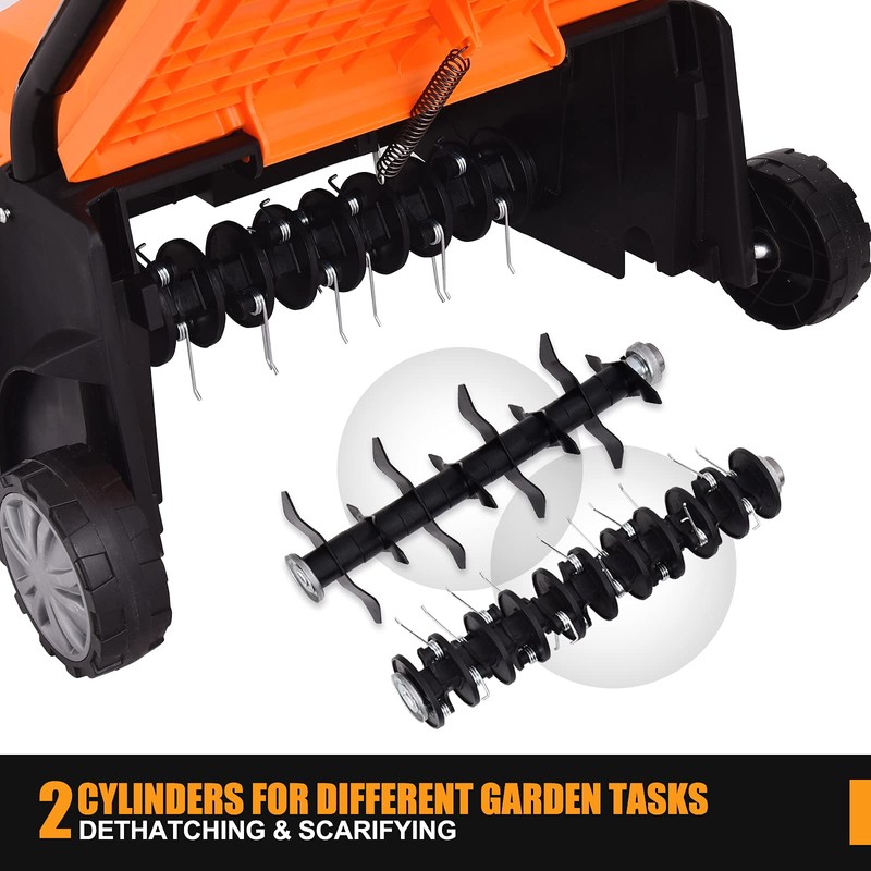 ARNOT Lawn Dethatcher & Scarifier, 2-in-1 Electric Corded Lawn Dethatcher,