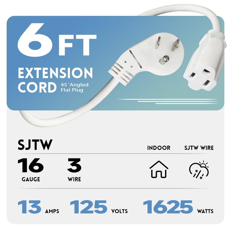 EP Paquete de 2 cables de extensión de enchufe plano