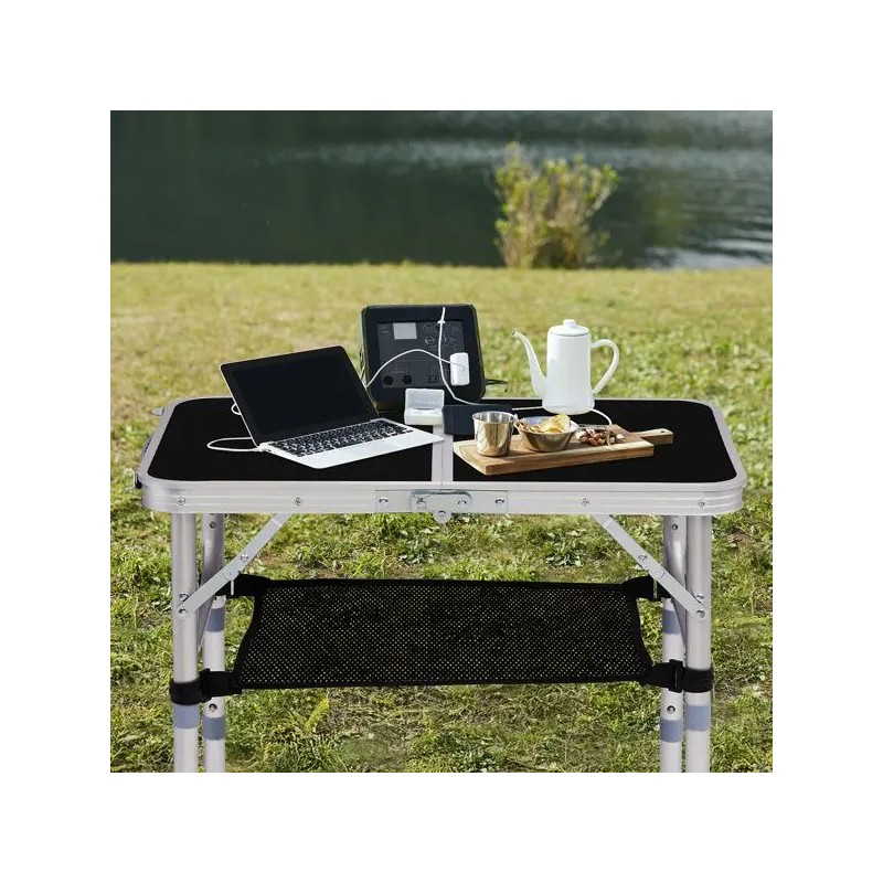 Portable Folding Aluminum Outdoor Table 2ft Adjustable Height With Carry