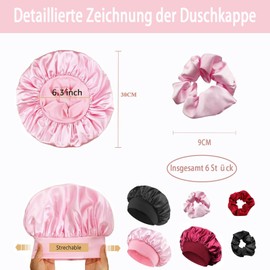 Pack of 3 Satin Sleep Caps, Silk Hood for Sleeping, Long Hair, Adjustable Sleep Cap, Silk, with 3 Satin Hair Bobbles, Satin Hair Cap, for Night Hair Protection, Bonnet Sleep Cap