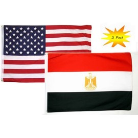 3x5 3’x5’ Wholesale Set (2 Pack) USA American Egypt Country Flag Banner BEST Garden Outdor Decor polyester material FLAG PREMIUM Vivid Color and UV Fade Resistant