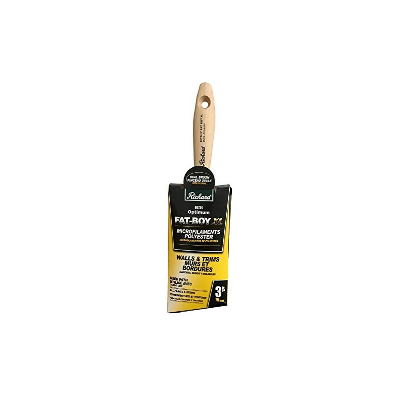Richard 80734 Oval Angled Paint Brush with Wood Handle, 3"