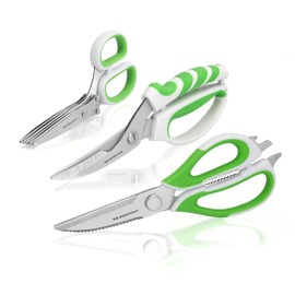 MR. ROBINSON 3-Piece Scissors Trio - Set of Versatile All-Purpose Scissors, Robust Poultry Scissors and Precise Herb Scissors - Ideal for Kitchen and Household - High Quality, Durable Cutting Tool