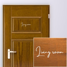 nicotto Room Sign, Door Sticker, Livingroom, Seal, Rental OK, Stylish, Cut, Cutting Sheet, 2.6 x 6.5 inches (6.7 x 16.5 cm), Indoor (White)