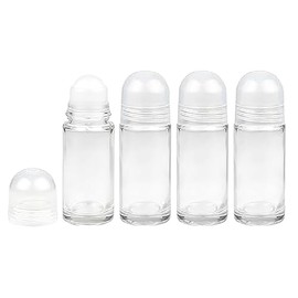 ccHuDE 4 Pcs 50ml Deodorant Glass Roller Bottles Empty Roll on Bottles Refillable Rolling Bottles Roller Ball Essential Oil Containers with Plastic Caps