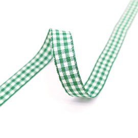 50 Yards Narrow Gingham Ribbon 3/8inch Plaid Ribbon Grid Woven Lace Trim for Jewelry Making Gift Wrapping Bows Floral Bouquet Home Decor (Christmas Green)