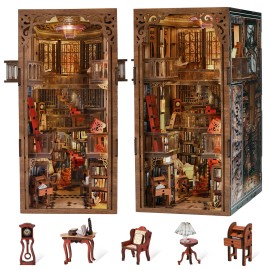Minicity Book Nook Diy Craft Kit Miniature House Kit Diy Book Nook Kit 3d Wooden Puzzle-Abbey LibraryColor: CJ01