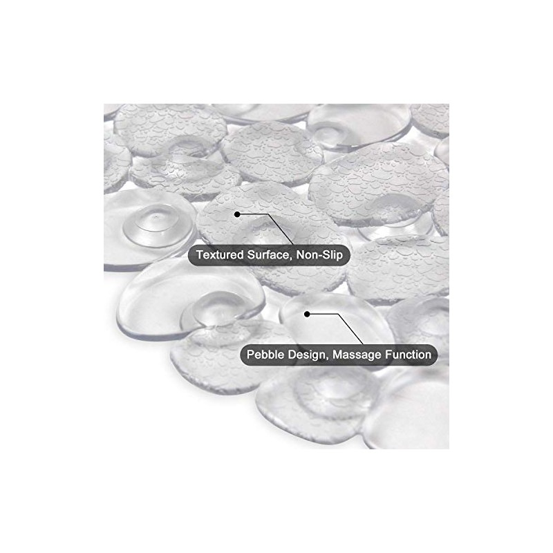 WELTRXE Non-Slip Pebbles Bath Mat with Suction Cups