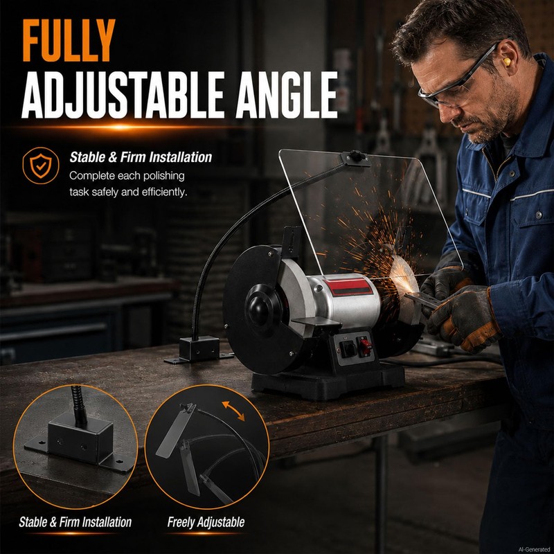 Adjustable Bench Grinder Shield, High Definition Clear Acrylic Grinder face