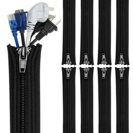 Teskyer Pack of 8 cable conduits with zip, diameter 30 mm, cable tube, black (0.38 m/3 m)