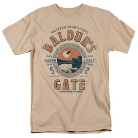 Popfunk Dungeons and Dragons Baldurs Gate Resort Unisex Adult T-Shirt (Medium, Sand)