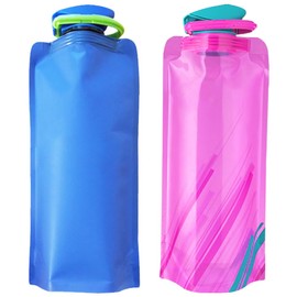 PLLBMXTI Foldable Drinking Bottle, Pack of 2 Reusable Drinking Bottles, Foldable, 2 Colours, for Outdoor Sports, Cycling, Hiking - 700 ml
