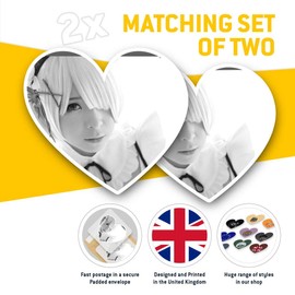 2 x Heart Stickers 15 cm - BW - Cosplay Anime Girl Japanese Fun Decals for Laptops,Tablets,Luggage,Scrap Booking,Fridges, #38763