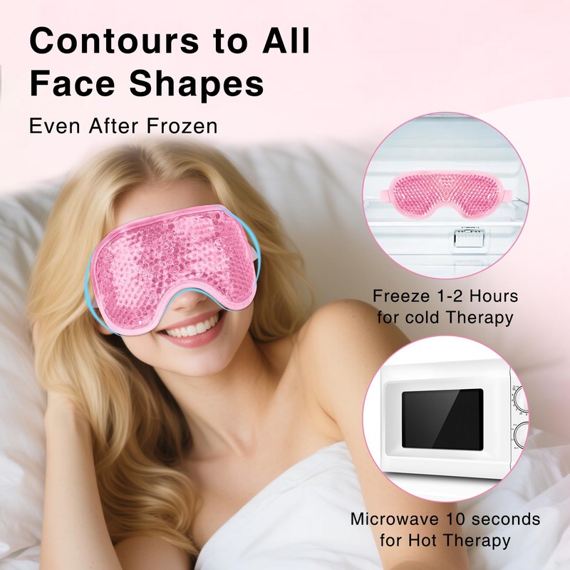 Asheyya 3 Pcs Cooling Eye Mask, Reusable Gel Beads Ice