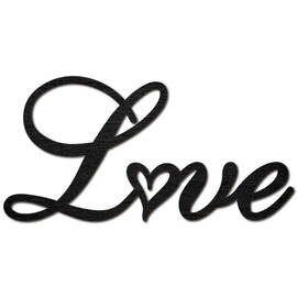 CREATCABIN Love Word Cutout Sign Laser Cut Wood Letter Sign Heart Wall Decor Unfinished Wooden Signs Wall Art Basswood Hanging Sculpture Decor for Crafts DIY Home Farmhouse Bedroom Black 11.9x5.9Inch