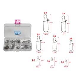 Youhot 100pcs Fishing Duo Lock Snaps Quick Change Lure Hooked Snap Size 0#1#2#3#5#6#7#8# for Freshwater Saltwater Fishing Tackle