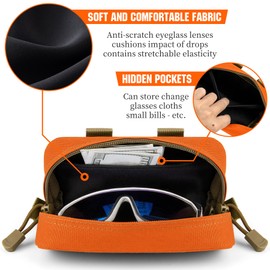 bvya Tactical Molle Sunglasses Case Anti-Shock Semi-hard Clamshell Extra Large Eyeglasses Case with Hook, Size XL