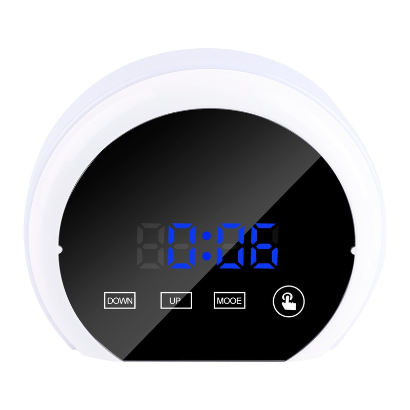 Mirror Surface Digital Alarm Clock Colorful LED Night Light with
