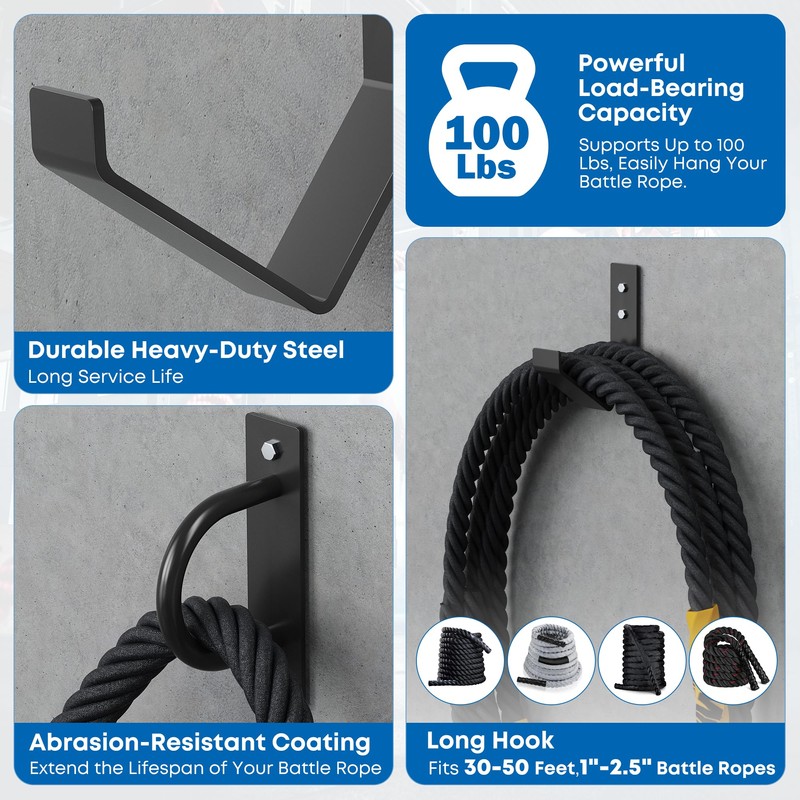 Battle Rope Wall Mount Kit - Set with 1 Battle