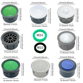 Faucet Aerator 2.2 GPM Plugin Restrictor Replacement Parts For Bathroom or Kitchen Plug-In Aerator (8 Sets With Gasket)