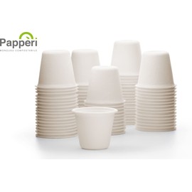 PAPPERI® 100 Coffee Cups 80ml Biodegradable and Compostable Made from Natural Sugar Cane Fibres Extremely Stiff and Durable