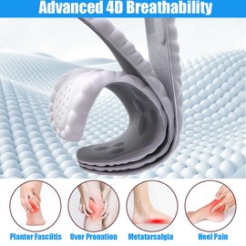 Orthopädische Einlegesohlen, Memory Schaum Einlegesohlen mit Arch Support, Atmungsaktiv, Stoßdämpfend, Fersenkissen, 39-40