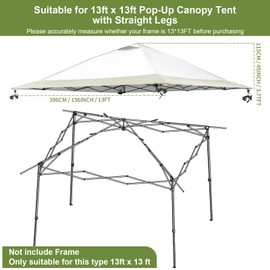 Jorohiker 13x13 Canopy Replacement Top Cover,Single Tier Waterproof Instant Canopy Vented Top，Silver Coated Oxford Pop Up Canopy Replacement Cover for Outdoor Garden Camping(Top Only,396 * 396cm