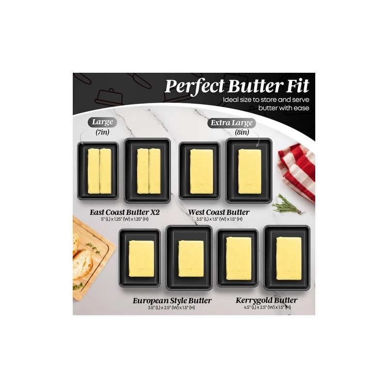 Ceramic Black Butter Dish and Lid Cover Butter Storage and