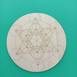 7.8’’ Wooden Crystal Grid Sacred Geometry Meditation's Cube Witchcraft、Decor Positive Energy Decor ， Grids for Crystal