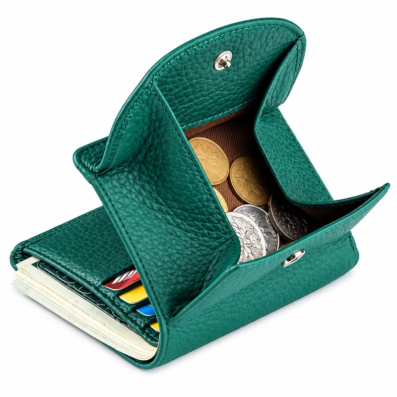 Women's Genuine Cowhide Leather Mini Wallet with RFID Protection –