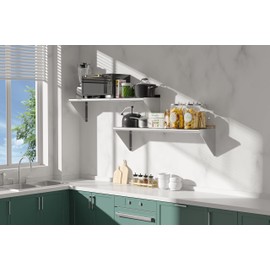 SWOTCATER 2 Pack Stainless Steel Shelf 12"x48" 320LB, Commercial Wall Mounted Metal Shelving for Home Kitchen, Restaurant