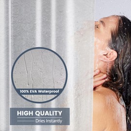 Aeici Anti-Mould Shower Curtain 180 x 180 cm Transparent EVA Bathroom Bath