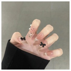 Domiya Nail Tips, 24 Pieces, Nail Tips, Short, Summer, Popular, Japanese Style, Cute, Simple, Stylish, Coming of Age of Entrance Ceremonies, Graduation Ceremonies, Weddings, Parties, Brides, Daily