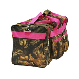 "E-Z Roll" 20 Inch Tree Camouflage Duffle Bag/Outdoor/Sports/Gym/Travel Bag in 5 Colors (Pink Trim)