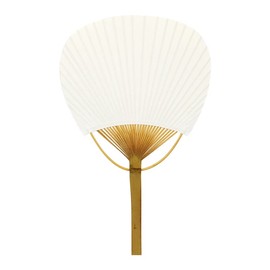 Japanese Hiratake Fan, Small, White, Plain, 5 Pieces, Height 13.0 x Width 7.7 inches (330 mm) x Width 7.7 inches (195 mm) (including handle)