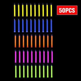 novelinks 50 Pcs 6'' Premium Glow Sticks Bulk - Glow Necklaces Bulk Light up Necklaces Bulk Glow in The Dark Necklaces