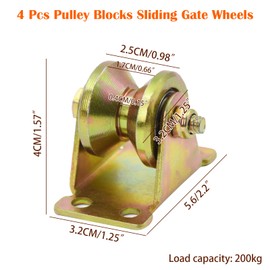Coriver Groove Pulley Wheels, 4 Pack V Small Rope Pulley Block, Heavy Duty Wheel Pulley, Lifting Cranes Steel Castors Pulley System for Rope Washing Line Sliding Gate Fitness- Load Capacity 200 kg