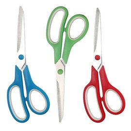 3 Pieces 8.5 Inch Left Handed Scissors, Stainless Steel Left Handed Scissors, Multi-purpose Office Scissors, Fabric Scissors for Office Craft Home School Sewing Fabric Supplies (Red/Blue/Green)