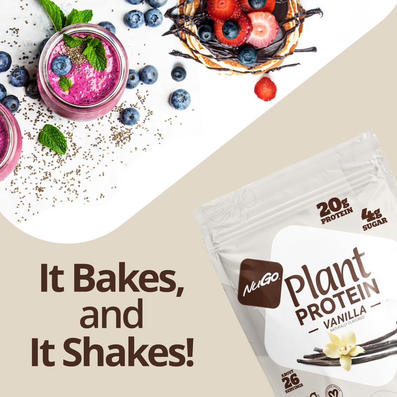 NuGo Plant Protein Powder, Vanilla, 20g Vegan Pea Protein, Low